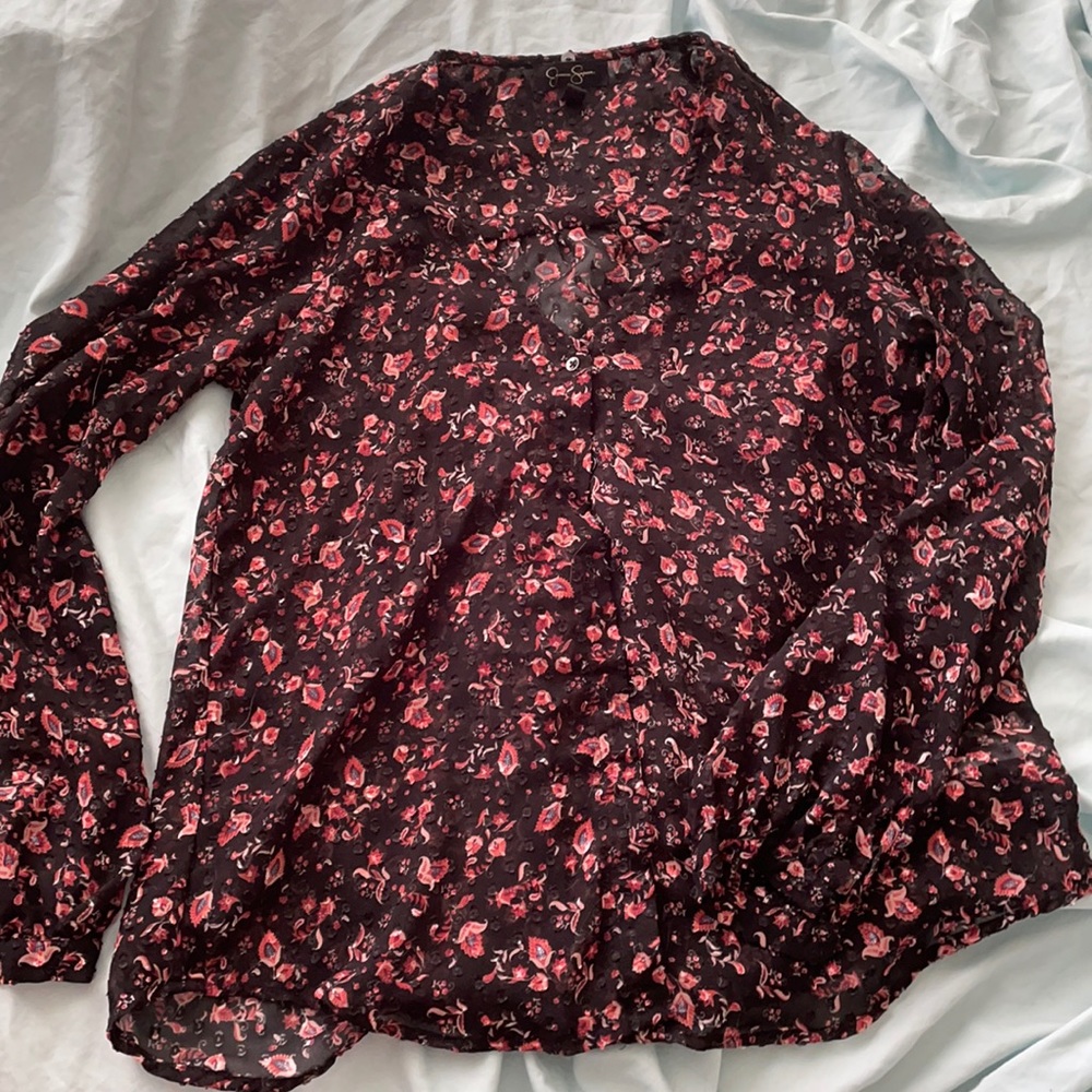 Sheer floral professional top